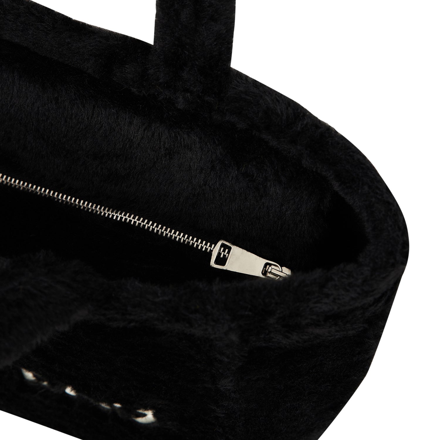 FERMUARLI PELUŞ TOTE ÇANTA - KÜÇÜK - SİYAH