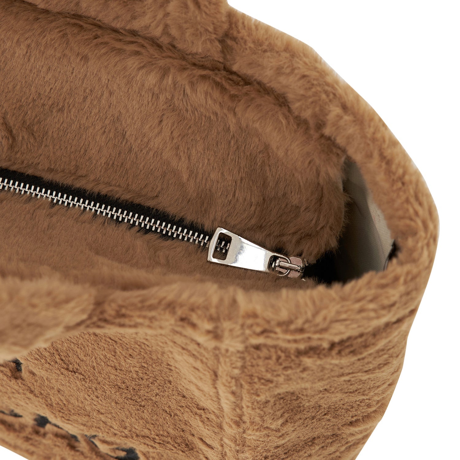 FERMUARLI PELUŞ TOTE ÇANTA - KÜÇÜK - KAHVE
