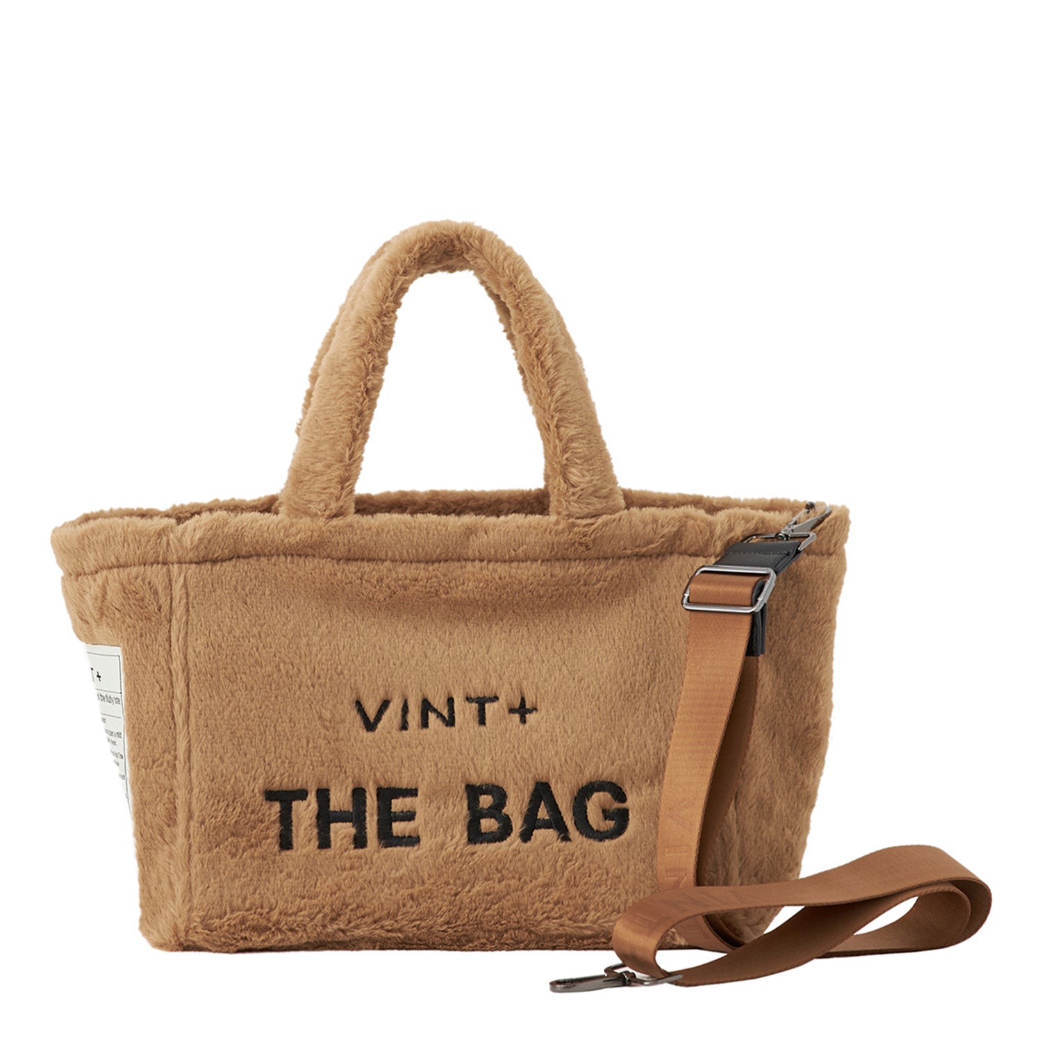 FERMUARLI PELUŞ TOTE ÇANTA - KÜÇÜK - KAHVE