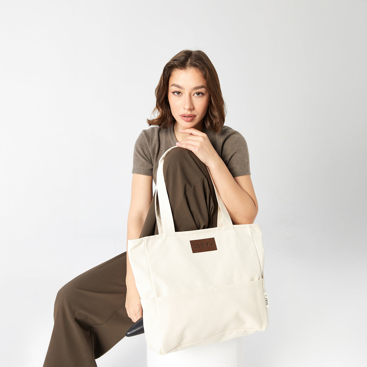 KANVAS SHOPPER ÇANTA - KREM