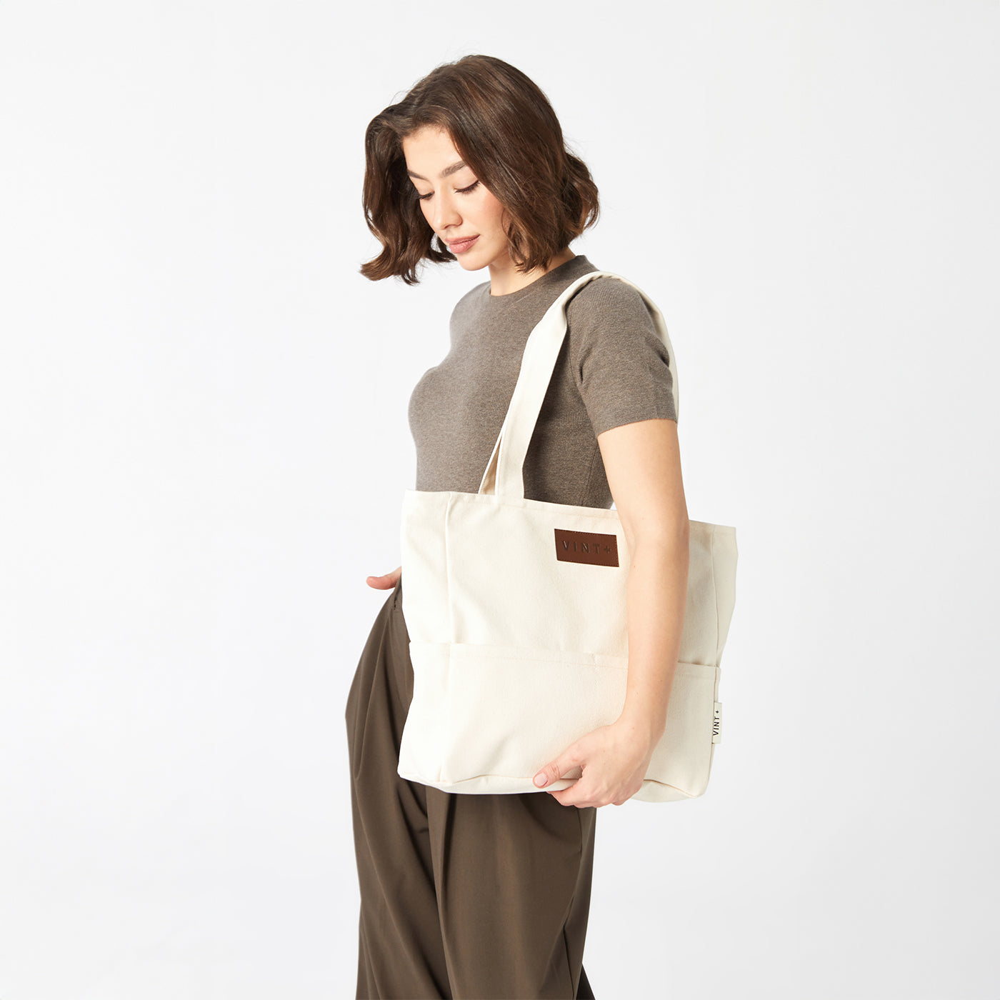 KANVAS SHOPPER ÇANTA - KREM