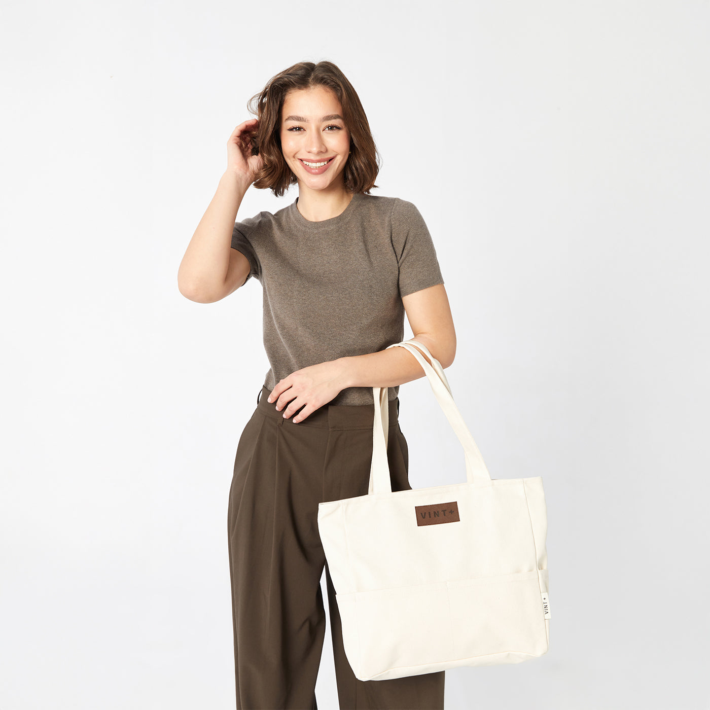 KANVAS SHOPPER ÇANTA - KREM