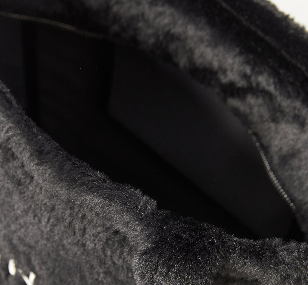 FERMUARLI PELUŞ TOTE ÇANTA - BÜYÜK - SİYAH
