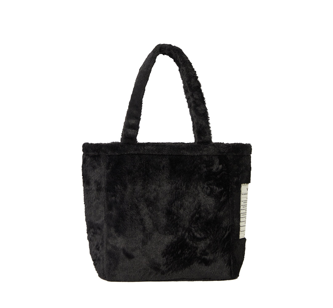 FERMUARLI PELUŞ TOTE ÇANTA - BÜYÜK - SİYAH