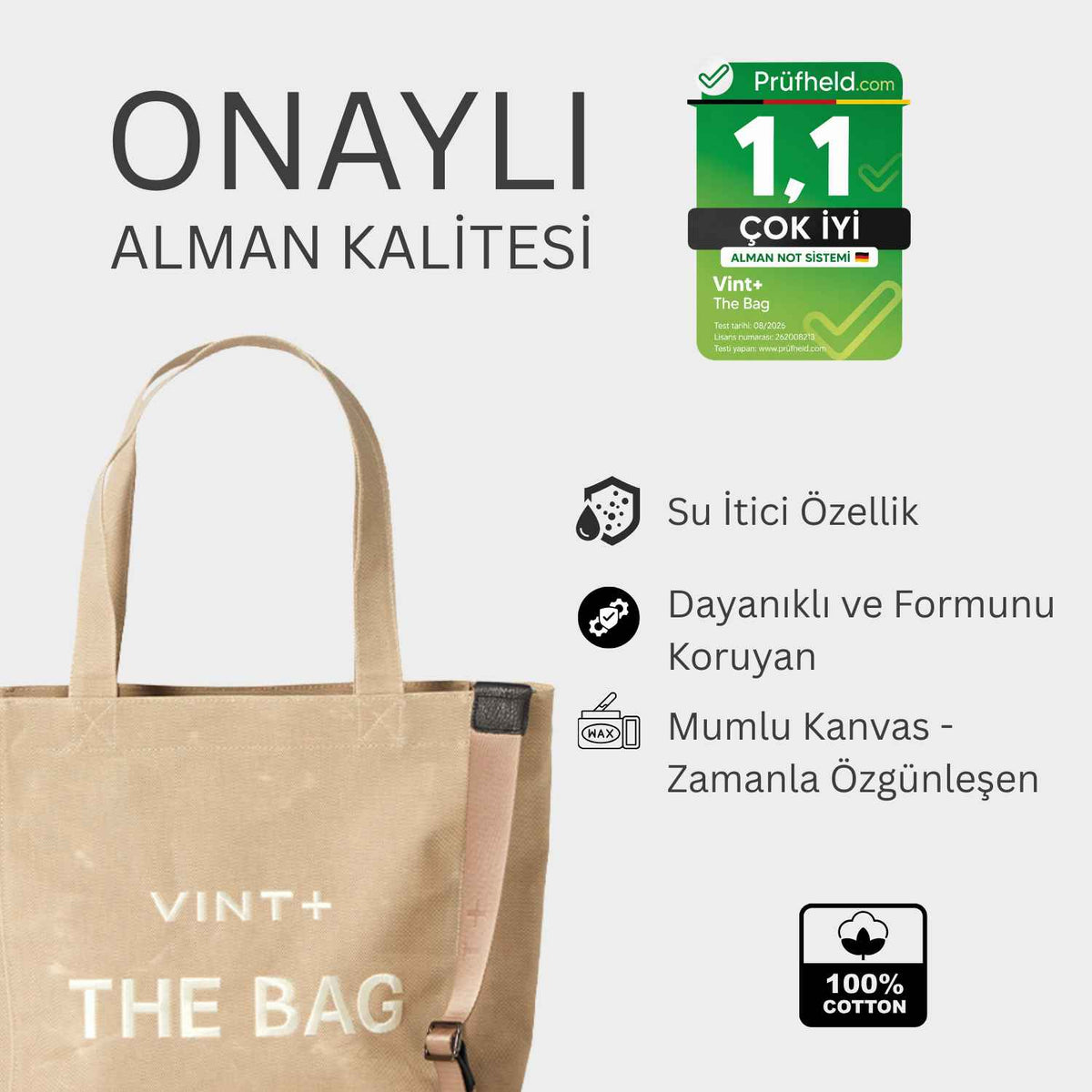 FERMUARLI MUMLU KANVAS TOTE ÇANTA - BÜYÜK - KUM