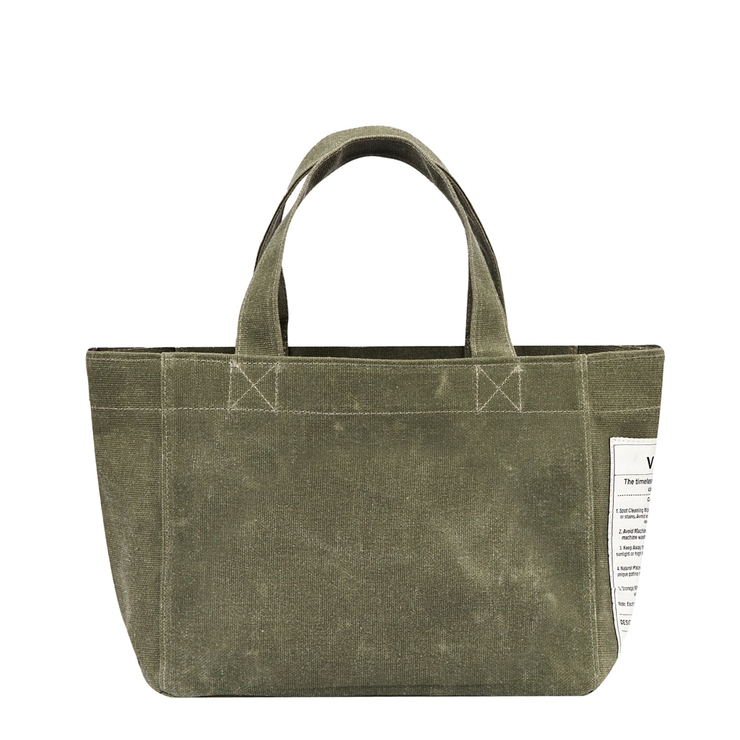 FERMUARLI MUMLU KANVAS TOTE ÇANTA - KÜÇÜK - HAKİ RENGİ