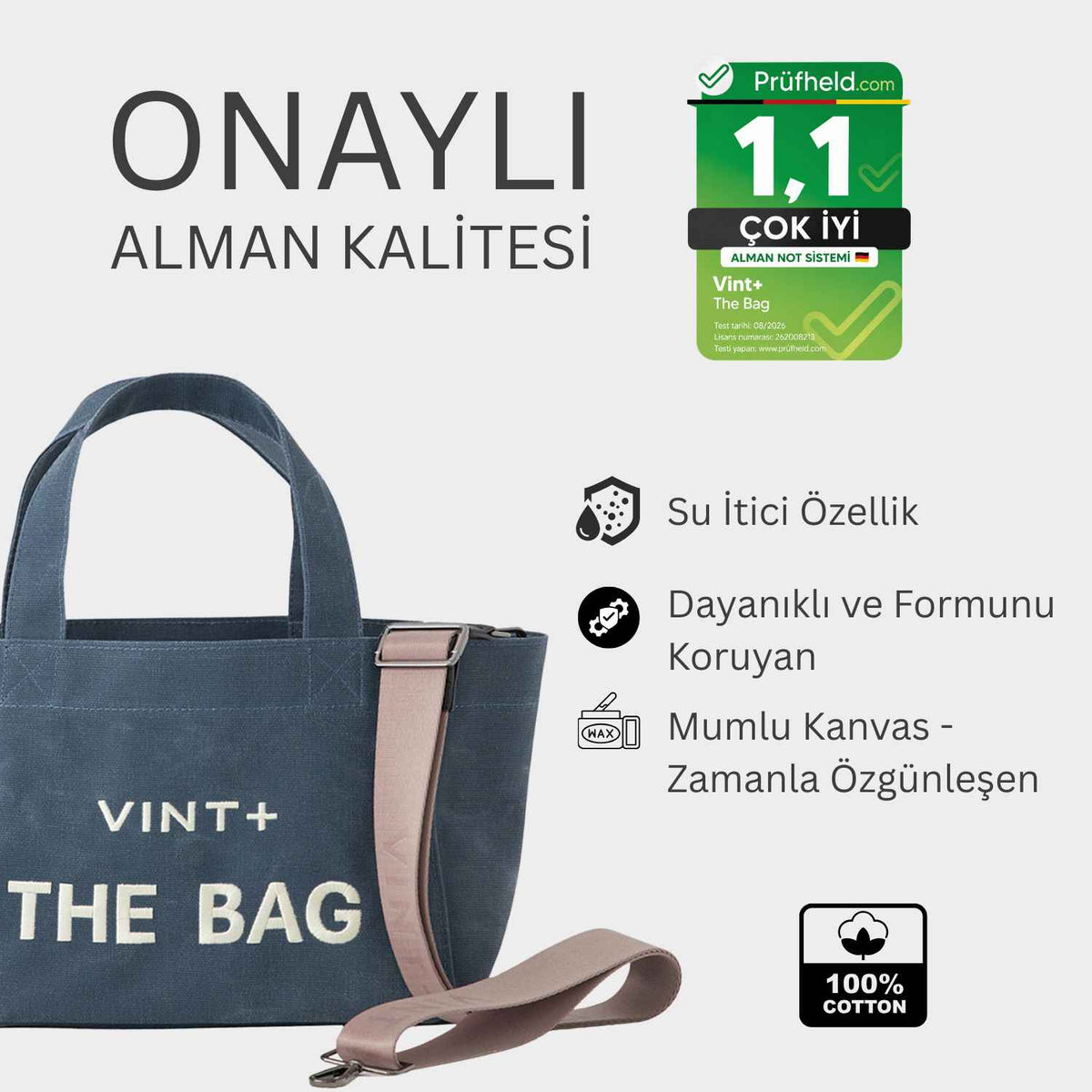 FERMUARLI MUMLU KANVAS TOTE ÇANTA - KÜÇÜK - KOYU MAVİ