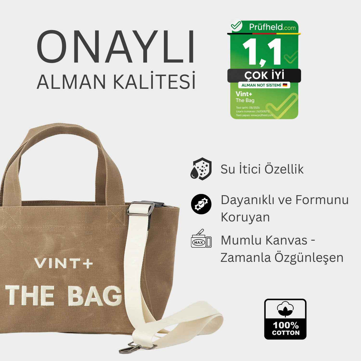 FERMUARLI MUMLU KANVAS TOTE ÇANTA - KÜÇÜK - HARDAL