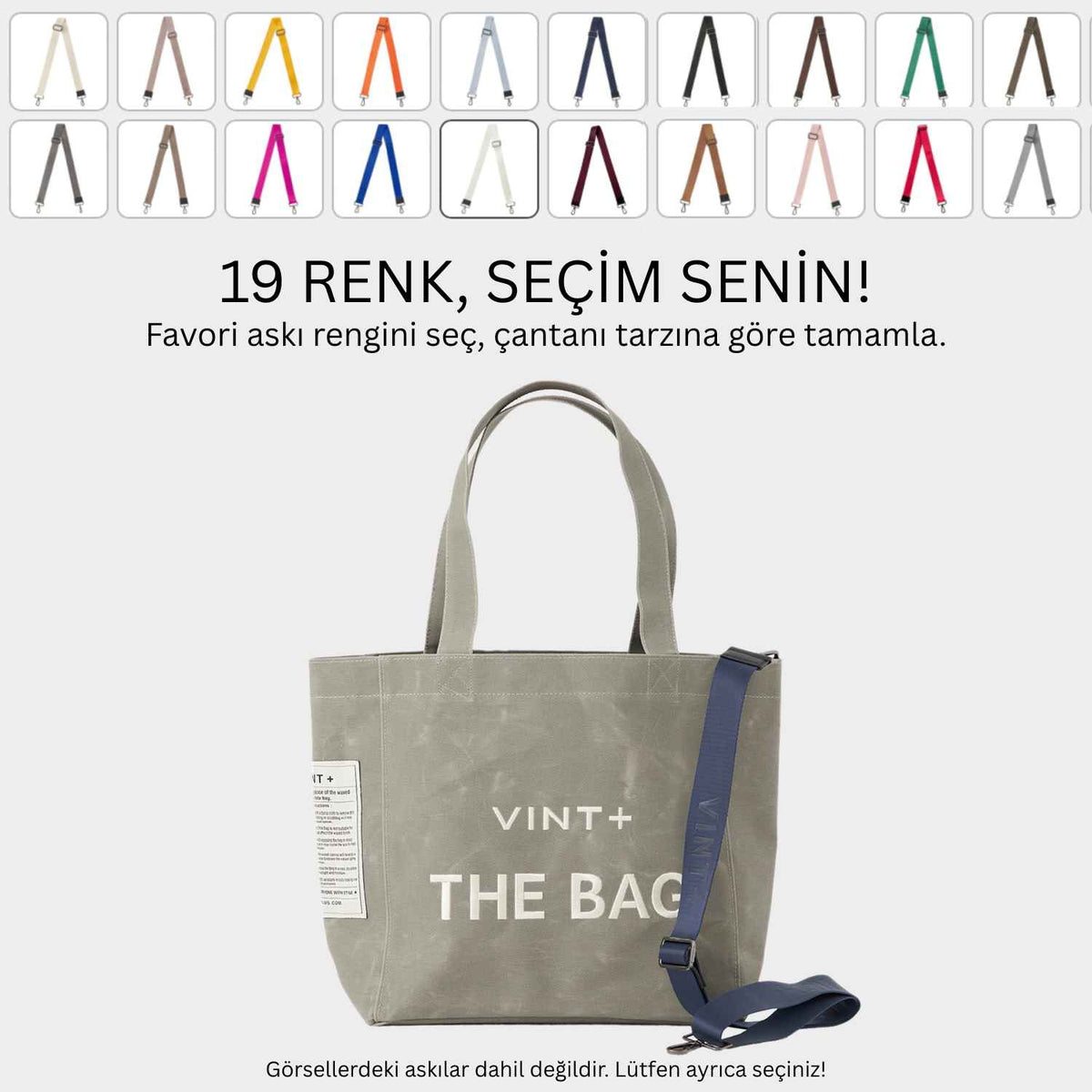 FERMUARLI MUMLU KANVAS TOTE ÇANTA - BÜYÜK - AÇIK YEŞİL