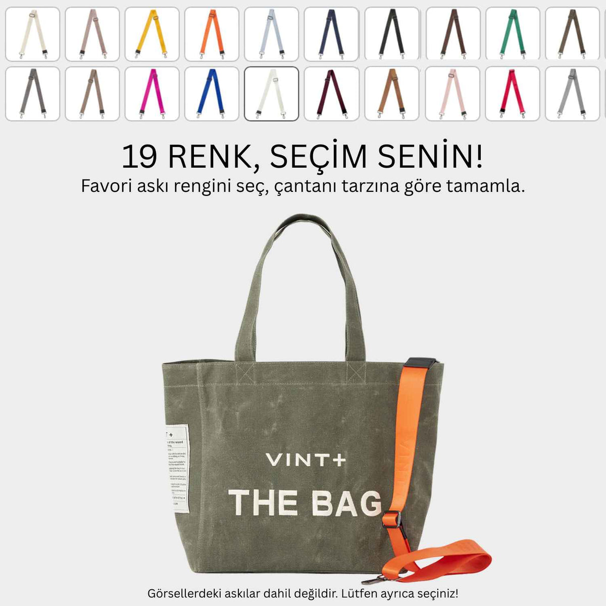FERMUARLI MUMLU KANVAS TOTE ÇANTA - BÜYÜK - HAKİ