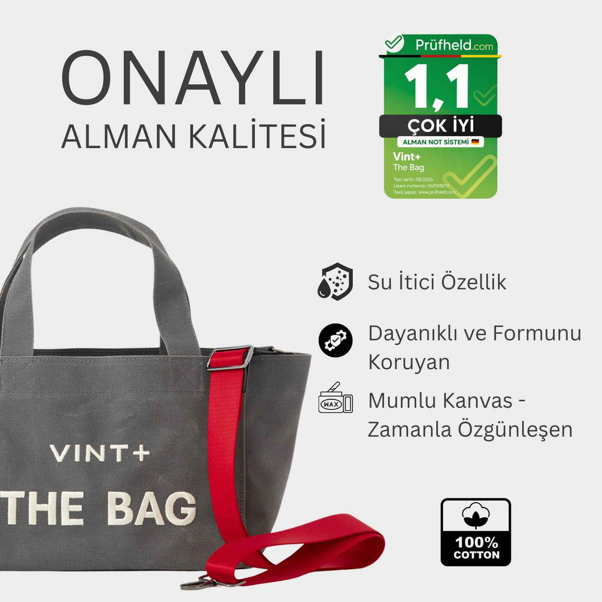 FERMUARLI MUMLU KANVAS TOTE ÇANTA - KÜÇÜK - KOYU GRİ