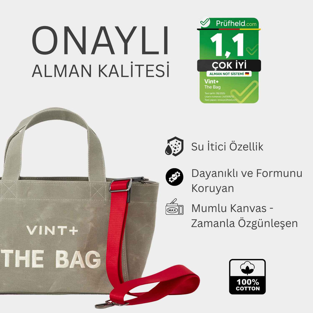 FERMUARLI MUMLU KANVAS TOTE ÇANTA - KÜÇÜK - AÇIK YEŞİL