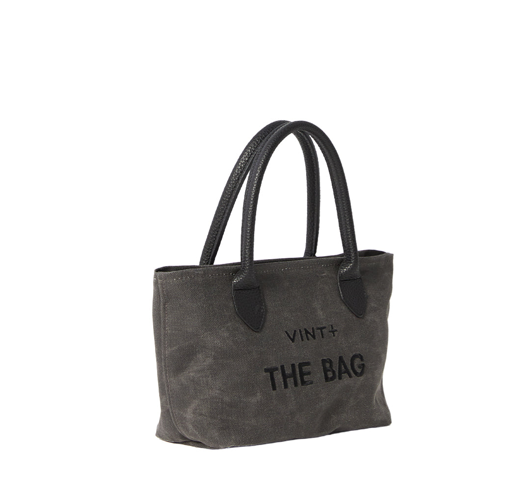FERMUARLI MUMLU KANVAS FİNE ÇANTA - KÜÇÜK - ANTRASİT