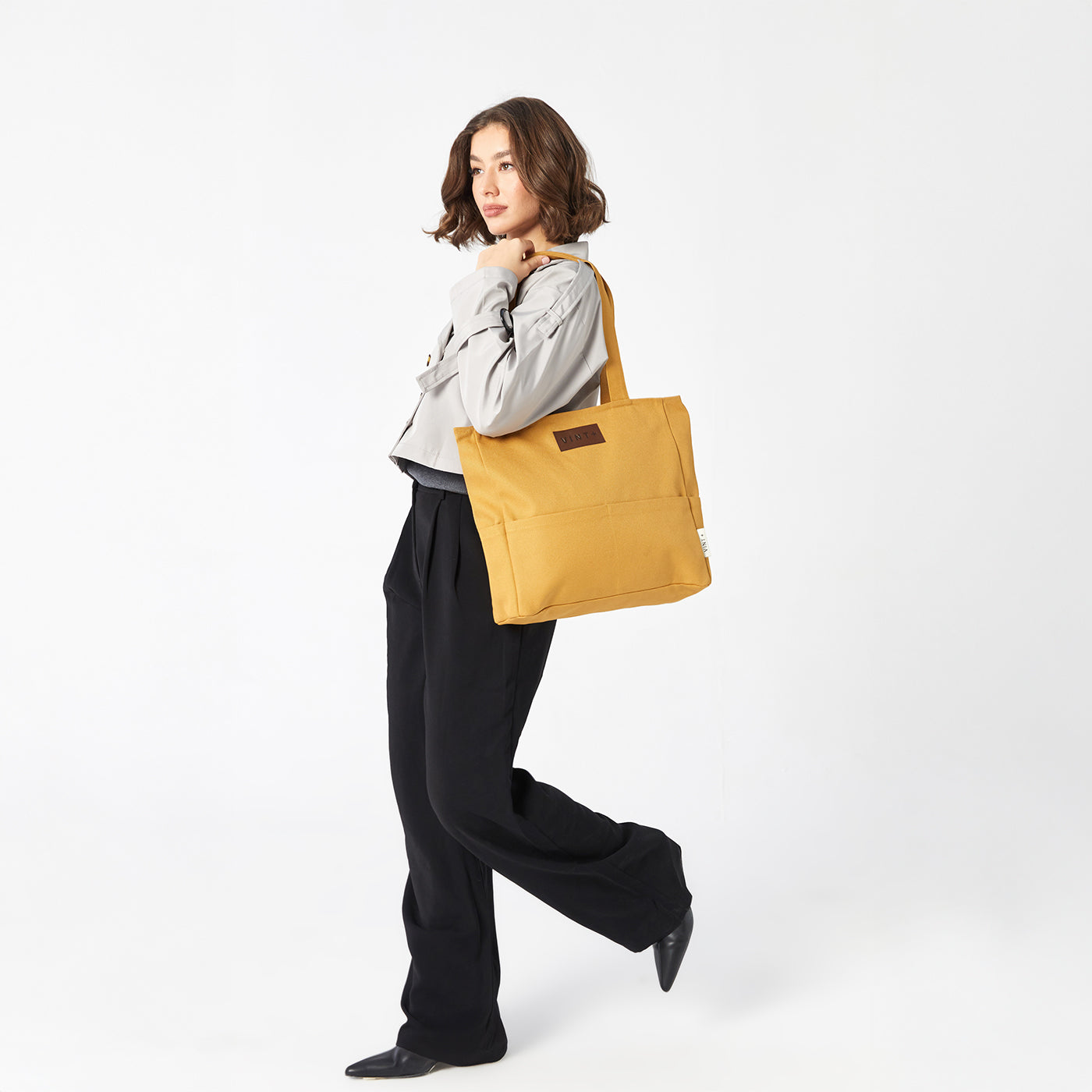 KANVAS SHOPPER ÇANTA - SARI
