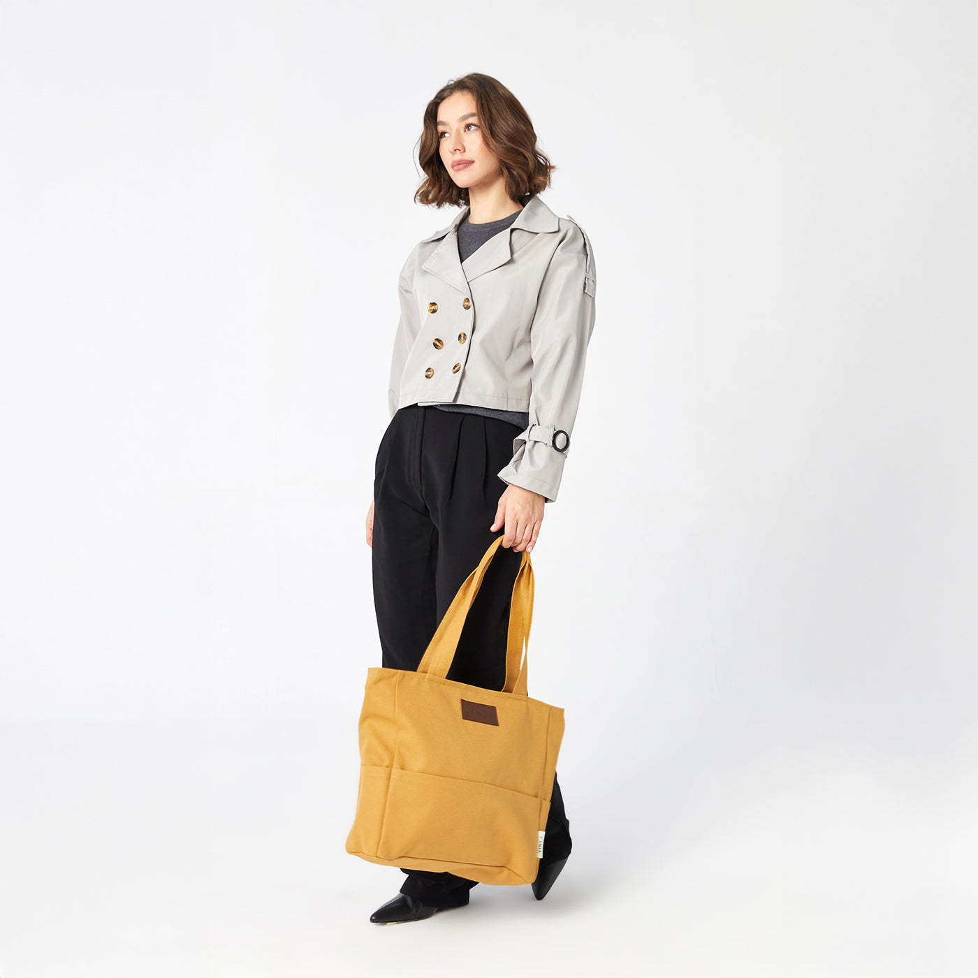 KANVAS SHOPPER ÇANTA - SARI