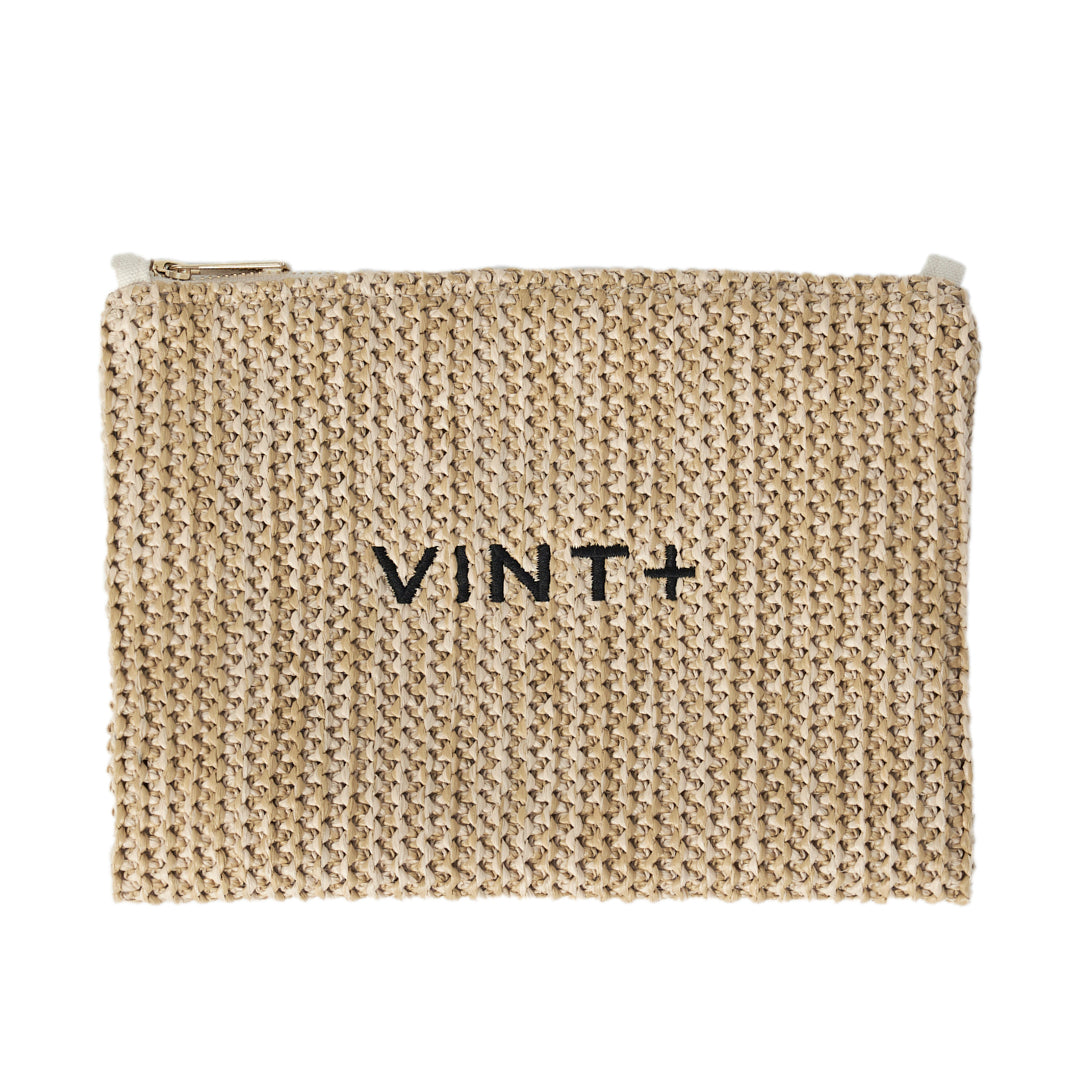 ZİNCİRLİ HASIR CLUTCH ÇANTA - SİYAH NAKIŞLI
