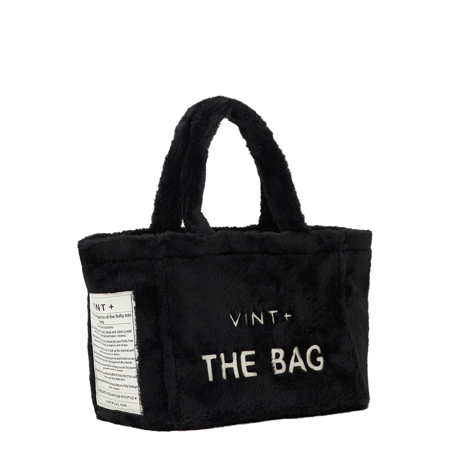 FERMUARLI PELUŞ TOTE ÇANTA - KÜÇÜK - SİYAH