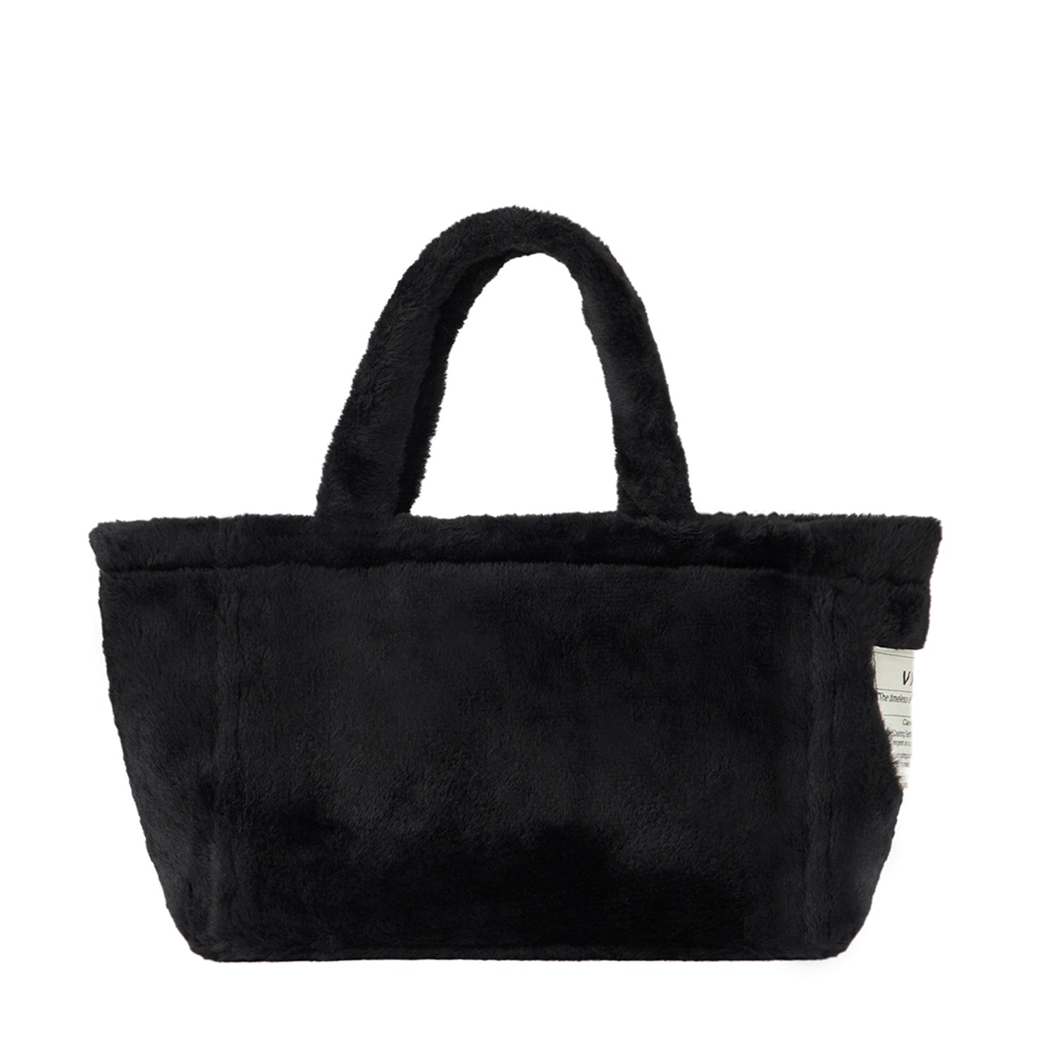 FERMUARLI PELUŞ TOTE ÇANTA - KÜÇÜK - SİYAH
