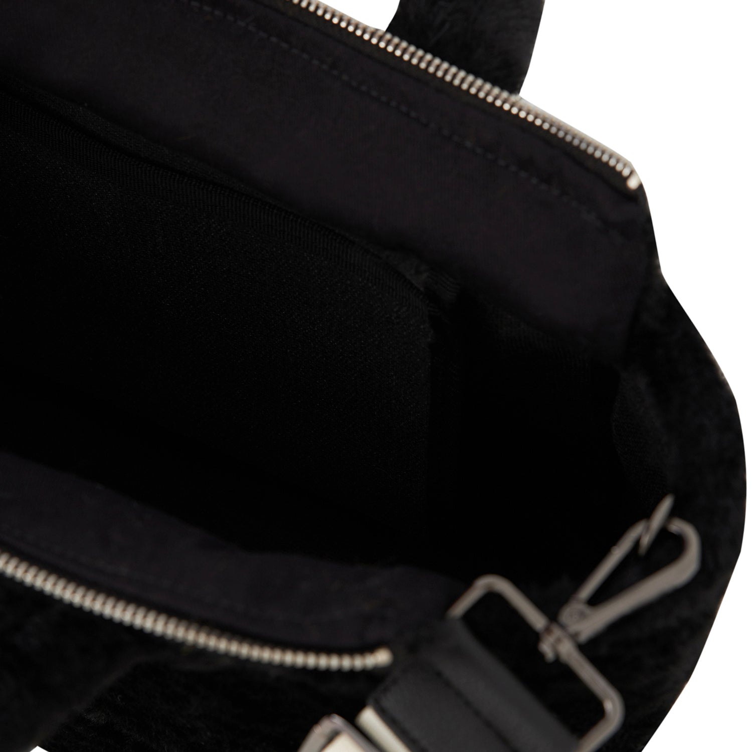 FERMUARLI PELUŞ TOTE ÇANTA - KÜÇÜK - SİYAH