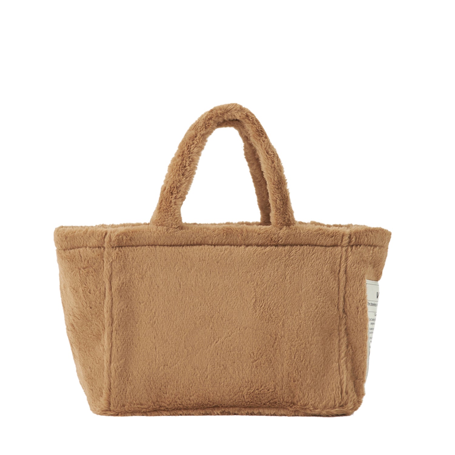FERMUARLI PELUŞ TOTE ÇANTA - KÜÇÜK - KAHVE