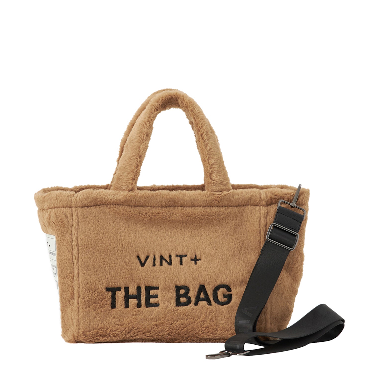 FERMUARLI PELUŞ TOTE ÇANTA - KÜÇÜK - KAHVE
