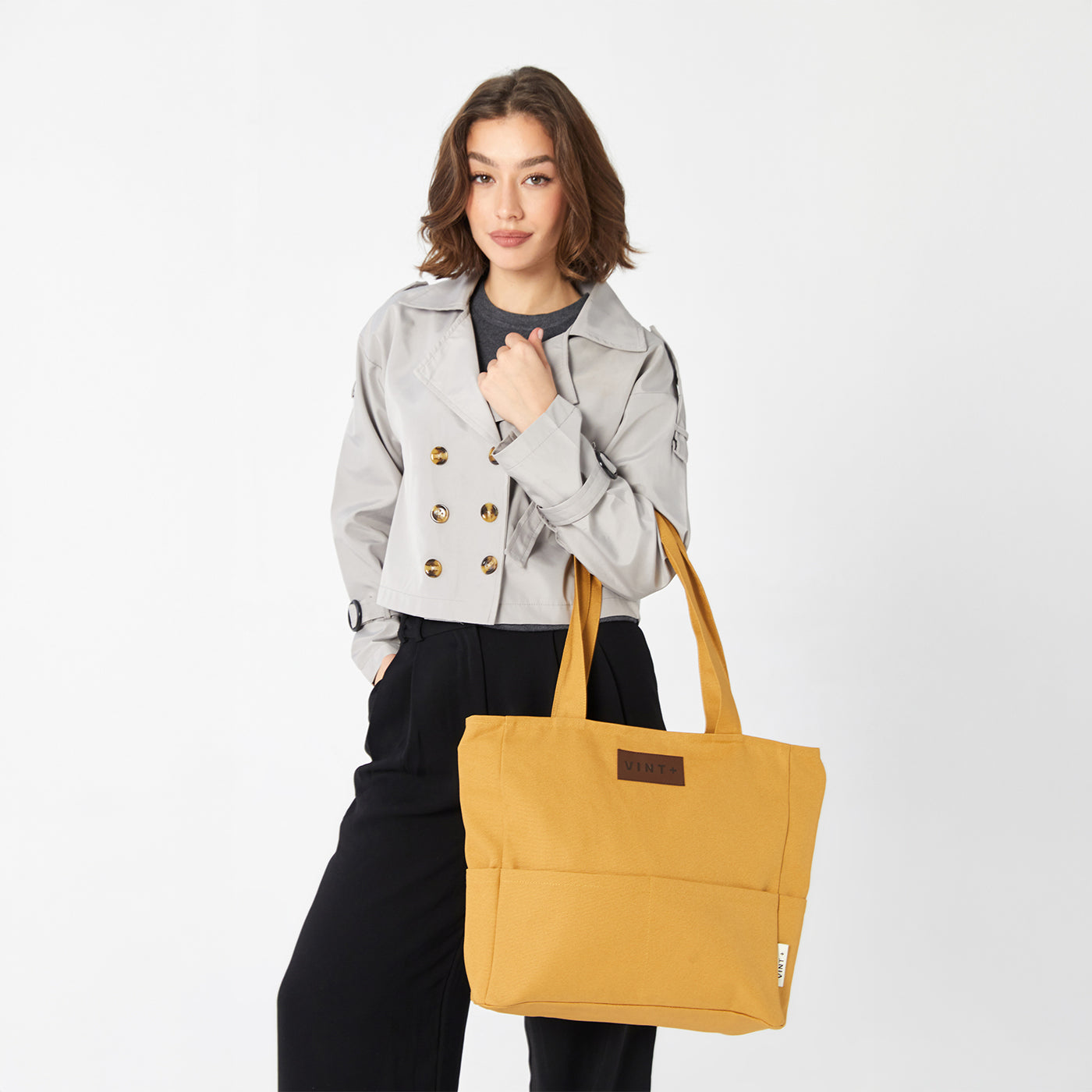 KANVAS SHOPPER ÇANTA - SARI