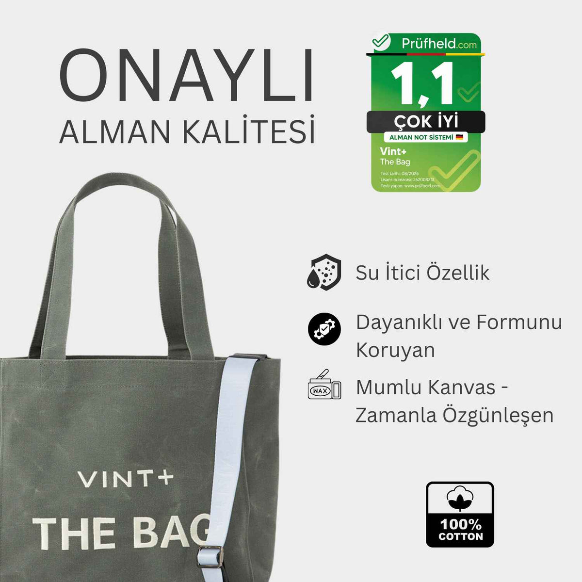 FERMUARLI MUMLU KANVAS TOTE ÇANTA - BÜYÜK - KOYU YEŞİL