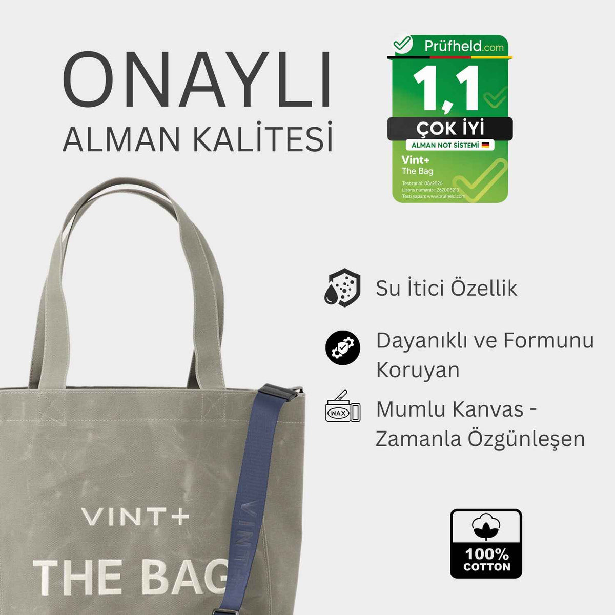 FERMUARLI MUMLU KANVAS TOTE ÇANTA - BÜYÜK - AÇIK YEŞİL