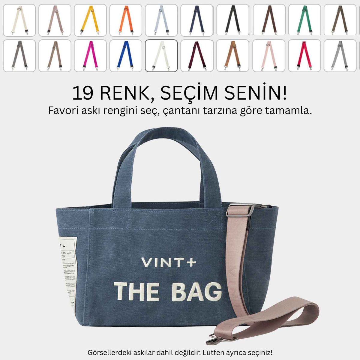FERMUARLI MUMLU KANVAS TOTE ÇANTA - KÜÇÜK -  KOYU MAVİ