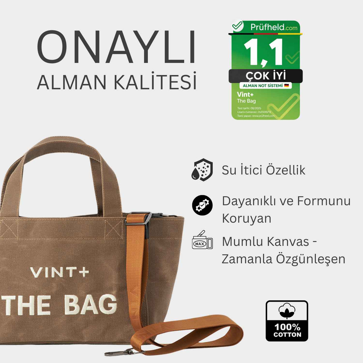 FERMUARLI MUMLU KANVAS TOTE ÇANTA - KÜÇÜK - KAHVE