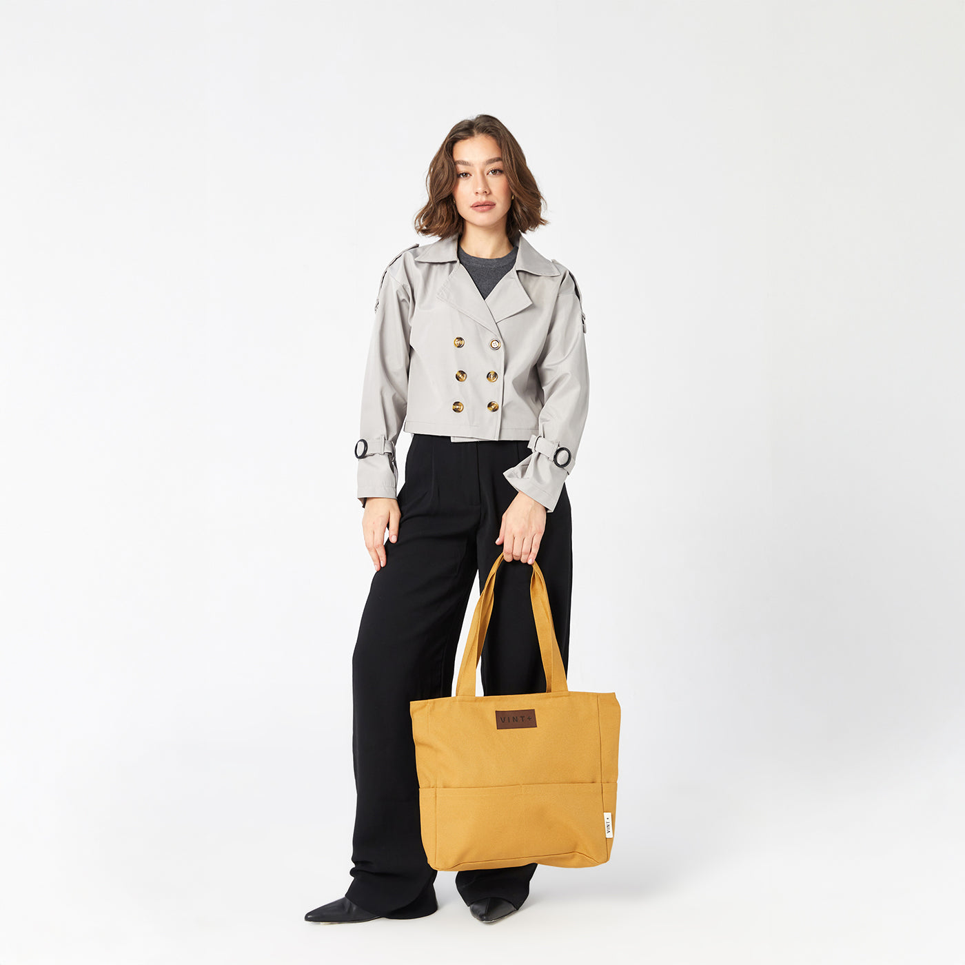 KANVAS SHOPPER ÇANTA - SARI