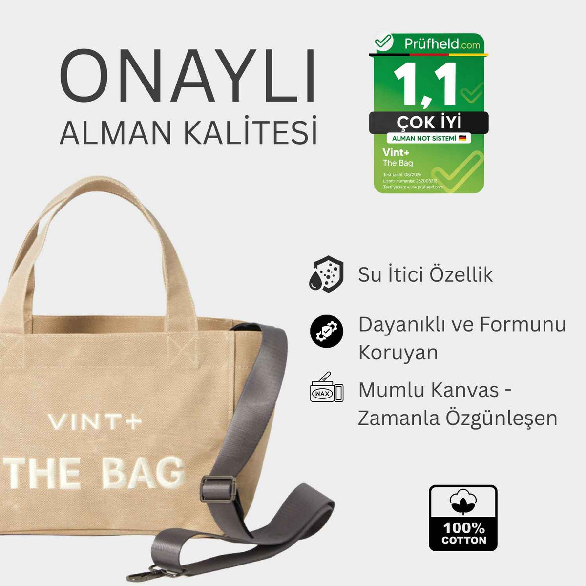 FERMUARLI MUMLU KANVAS TOTE ÇANTA - KÜÇÜK - KUM