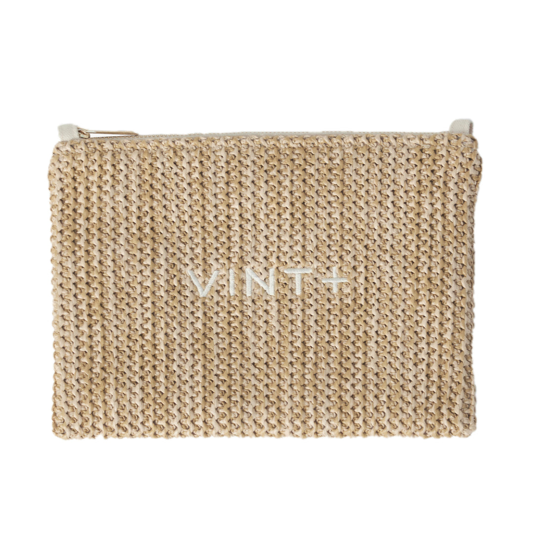 ZİNCİRLİ HASIR CLUTCH ÇANTA - BEYAZ NAKIŞLI