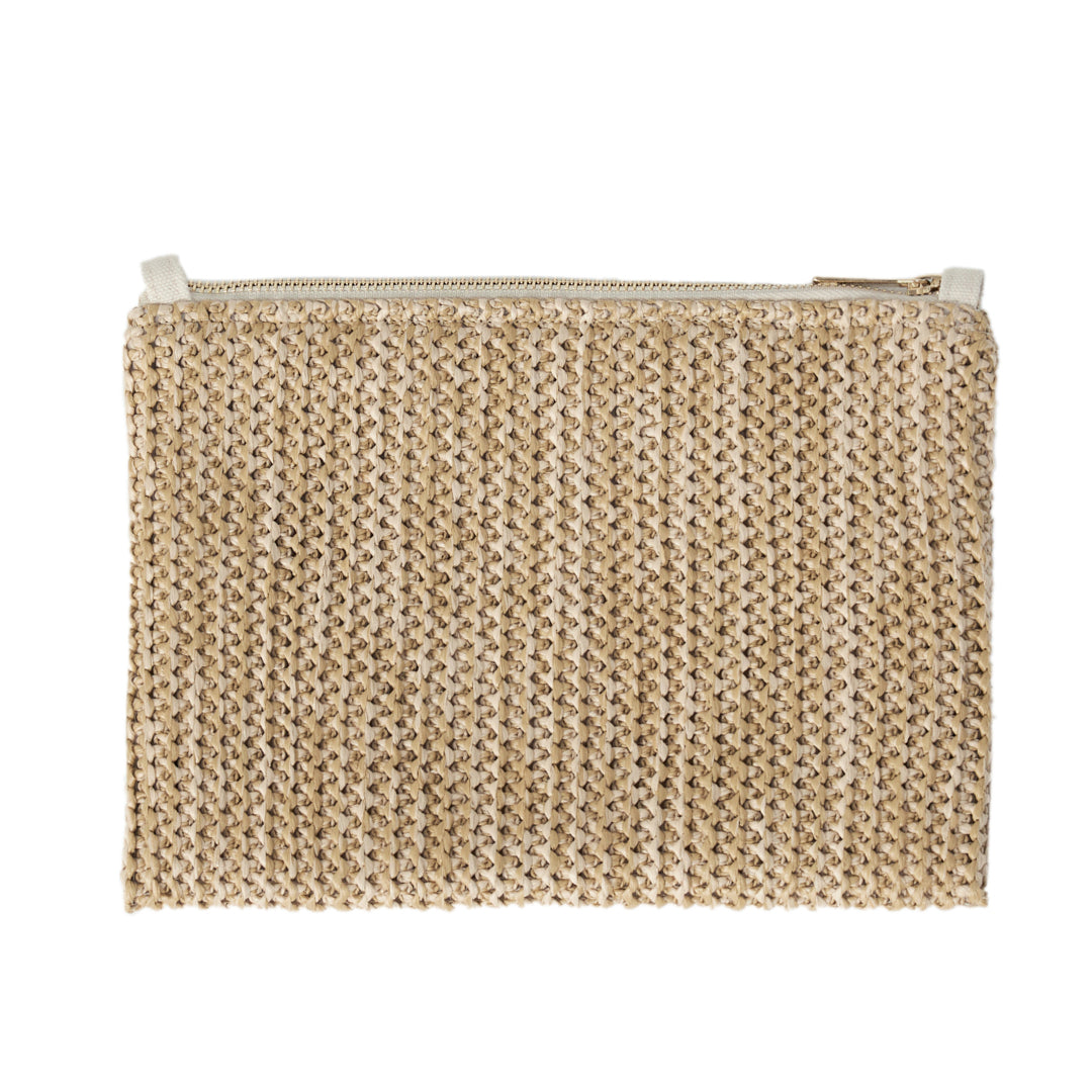 ZİNCİRLİ HASIR CLUTCH ÇANTA - SİYAH NAKIŞLI